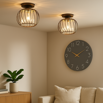 Ceiling lamp with wall clock